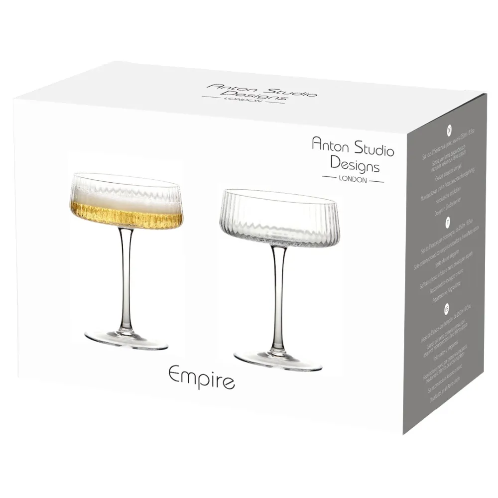 Empire Clear Champagne Coupes Pair- Glasses & Steins