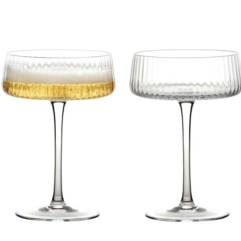 Empire Clear Champagne Coupes Pair- Glasses & Steins