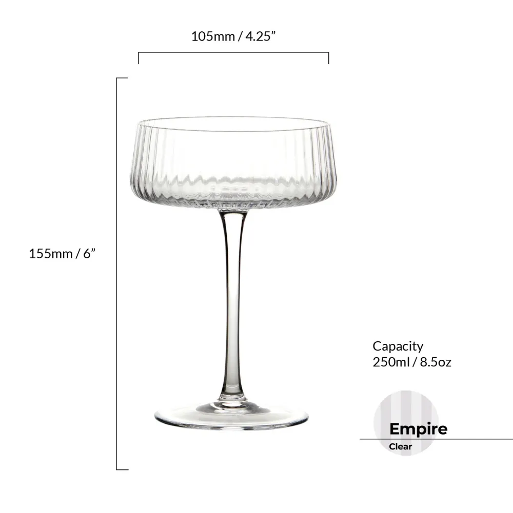 Empire Clear Champagne Coupes Pair- Glasses & Steins