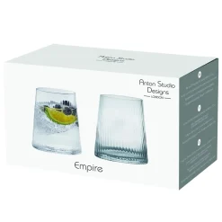 Empire Clear Double Old Fashioned Tumblers Pair- Glasses & Steins