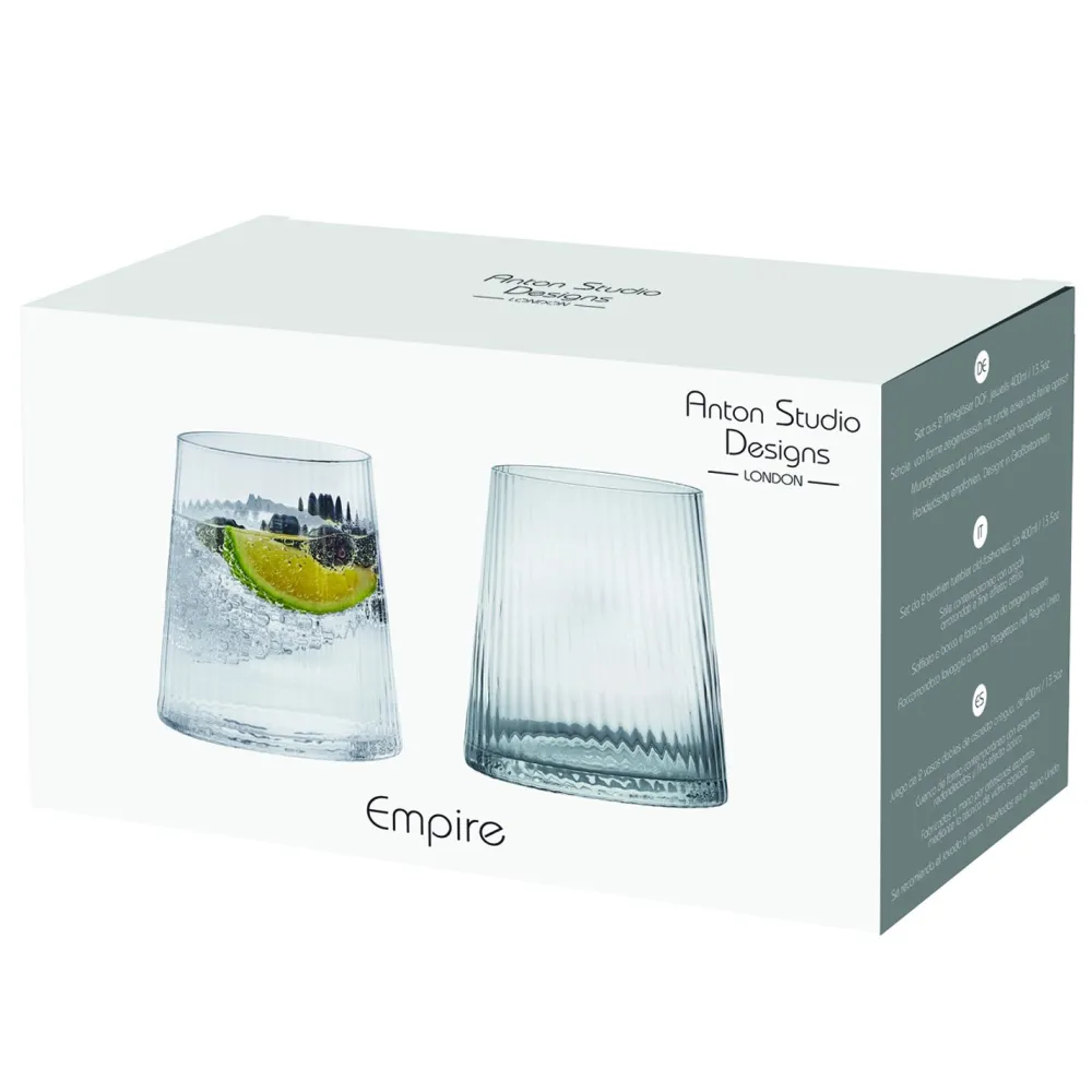 Empire Clear Double Old Fashioned Tumblers Pair- Glasses & Steins