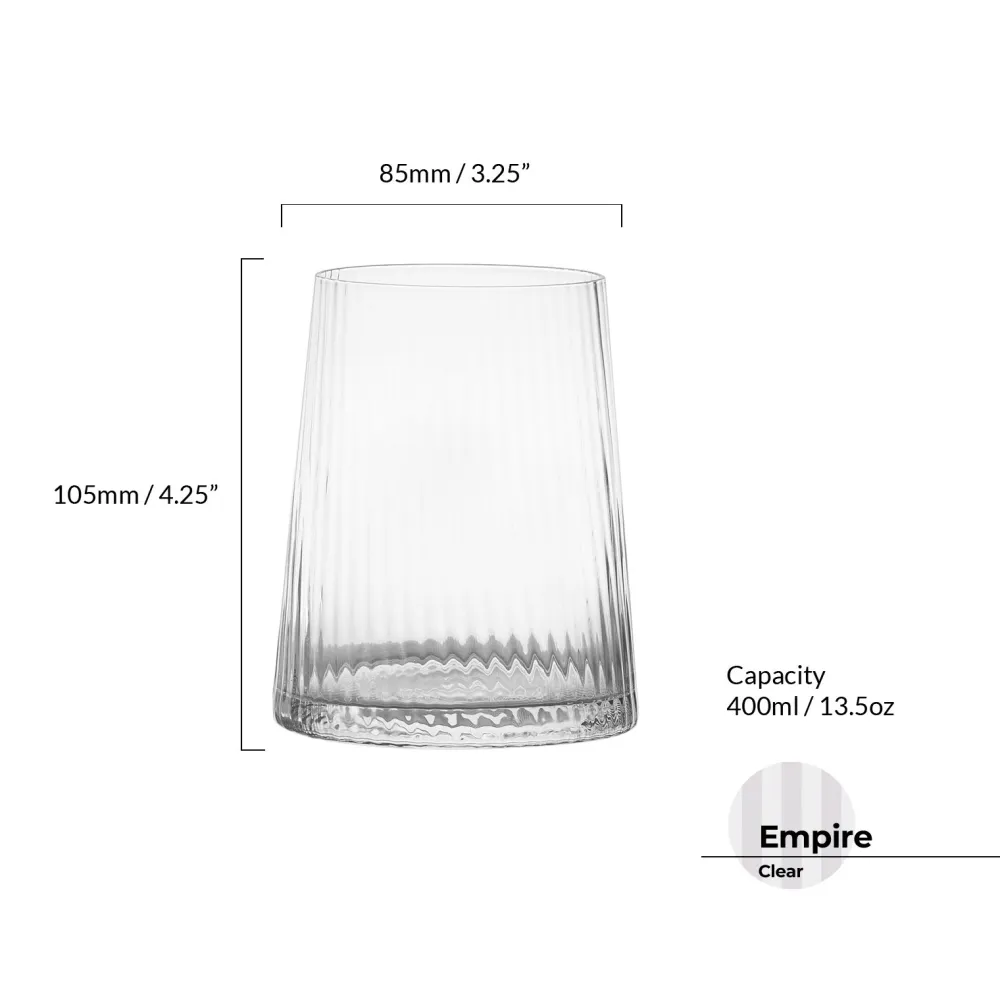 Empire Clear Double Old Fashioned Tumblers Pair- Glasses & Steins