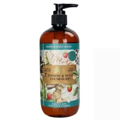 English Soap Co. Anniversary Collection Jasmine & Wild Strawberry Hand & Body Wash- Bath & Shower|Liquid Hand Soap