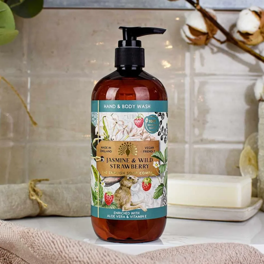 English Soap Co. Anniversary Collection Jasmine & Wild Strawberry Hand & Body Wash- Bath & Shower|Liquid Hand Soap