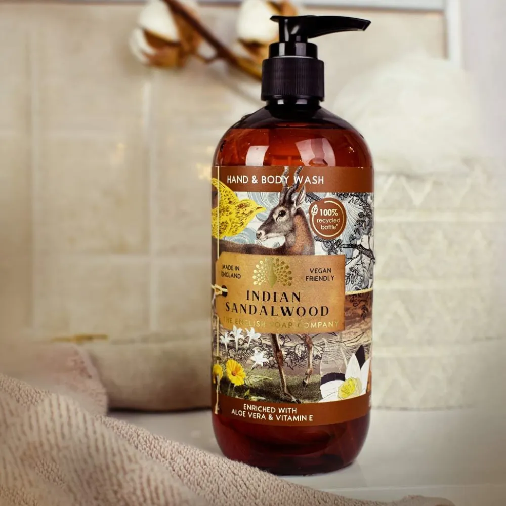 English Soap Co. Anniversary Collection Indian Sandalwood Hand & Body Wash- Bath & Shower|Liquid Hand Soap