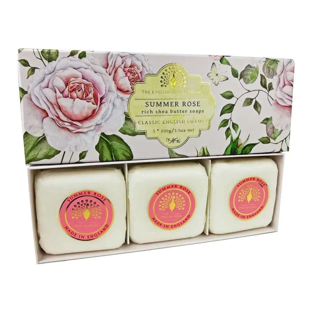 English Soap Co. Summer Rose Hand Soap Gift Set- Bar Soaps