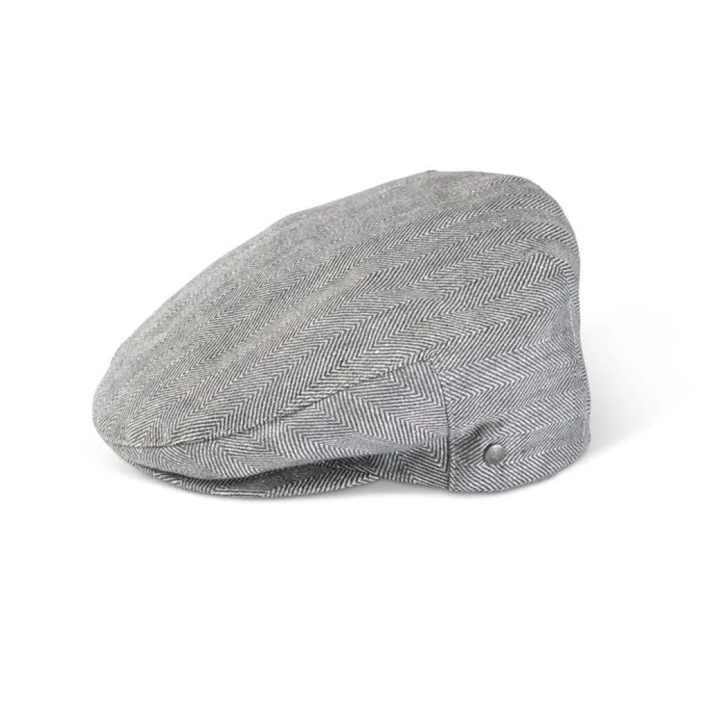 Fia Grey Herringbone Linen Classic Cap- Hats
