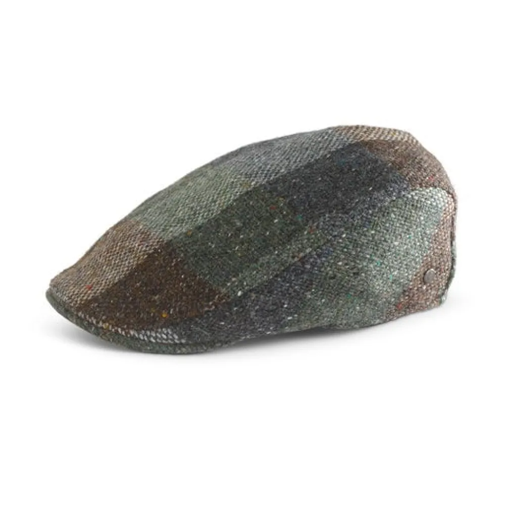 Fia Tailored Green Check Tweed Cap- Hats