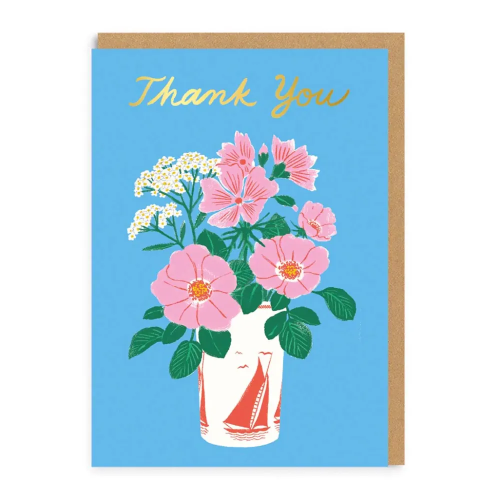 Floral Vase Thank You Card- Greeting Cards