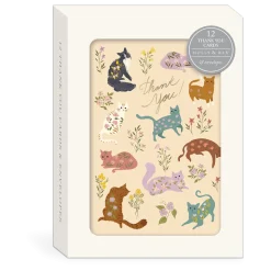 Flower Pets Cats Thank You Note Cards- Boxed Cards