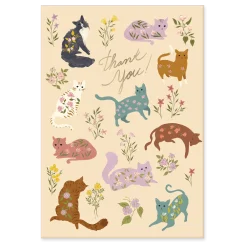 Flower Pets Cats Thank You Note Cards- Boxed Cards
