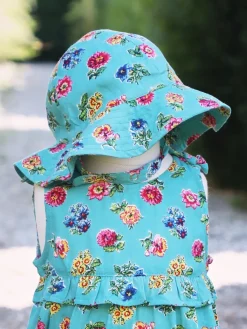 Flower Toss Turquoise Baby Sunhat (One Size)- Childrenswear