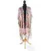Folk Flowers Pink Long Kimono- Robes, Nightgowns & Dresses