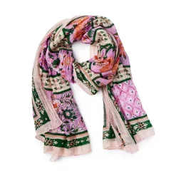 Folk Flowers Pink Scarf- Scarves & Wraps