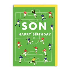Football Pitch Happy Birthday Son Card- Greeting Cards