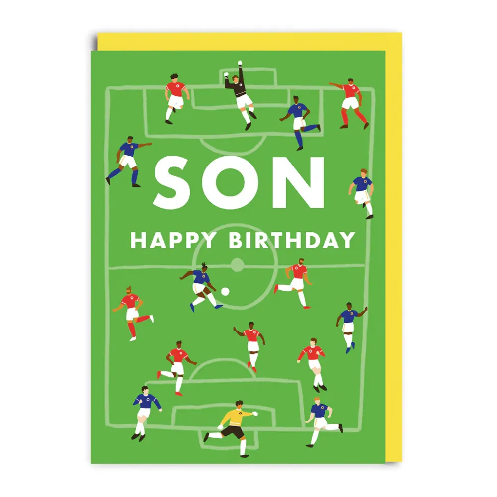 Football Pitch Happy Birthday Son Card- Greeting Cards