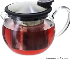 Forlife Bola Glass Teapot with Basket Infuser (Black/Graphite)- Teapots