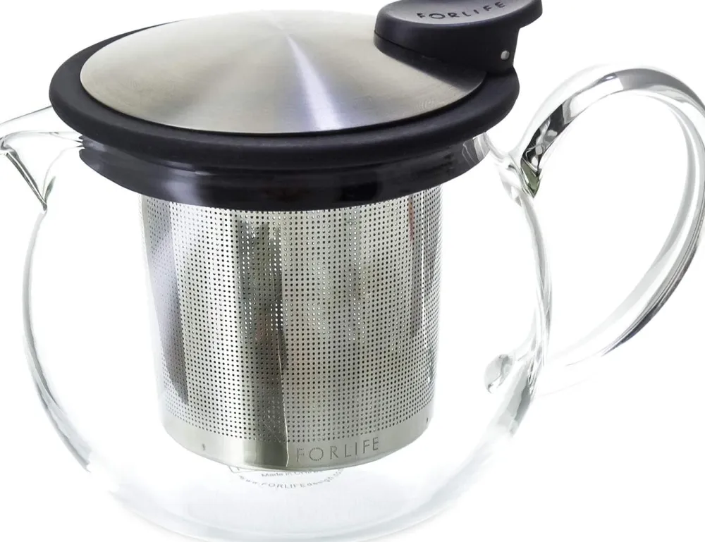 Forlife Bola Glass Teapot with Basket Infuser (Black/Graphite)- Teapots