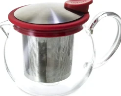 Forlife Bola Glass Teapot with Basket Infuser (Red)- Teapots