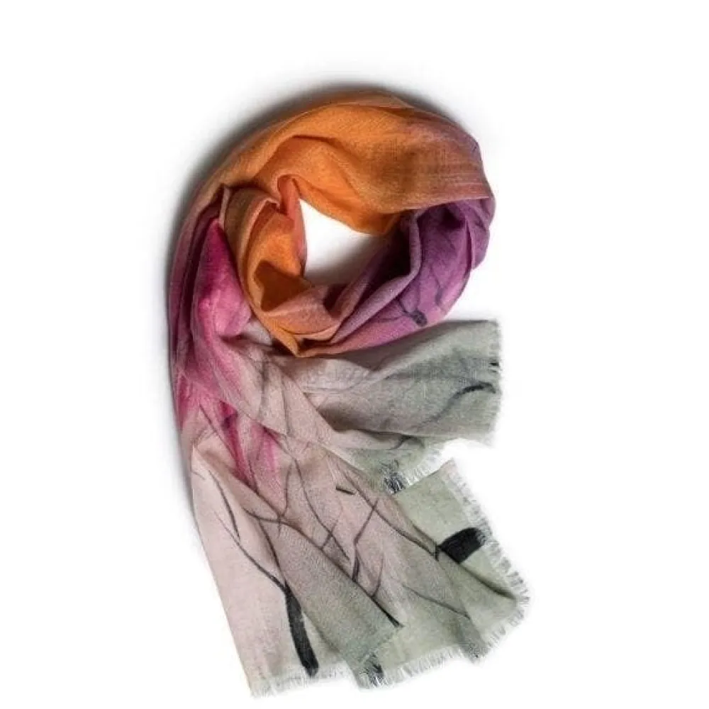 Galway Crystal Marino Wool Scarf in Dust, Pink & Orange- Scarves & Wraps