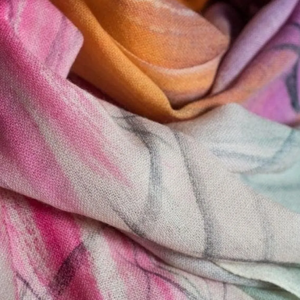 Galway Crystal Marino Wool Scarf in Dust, Pink & Orange- Scarves & Wraps