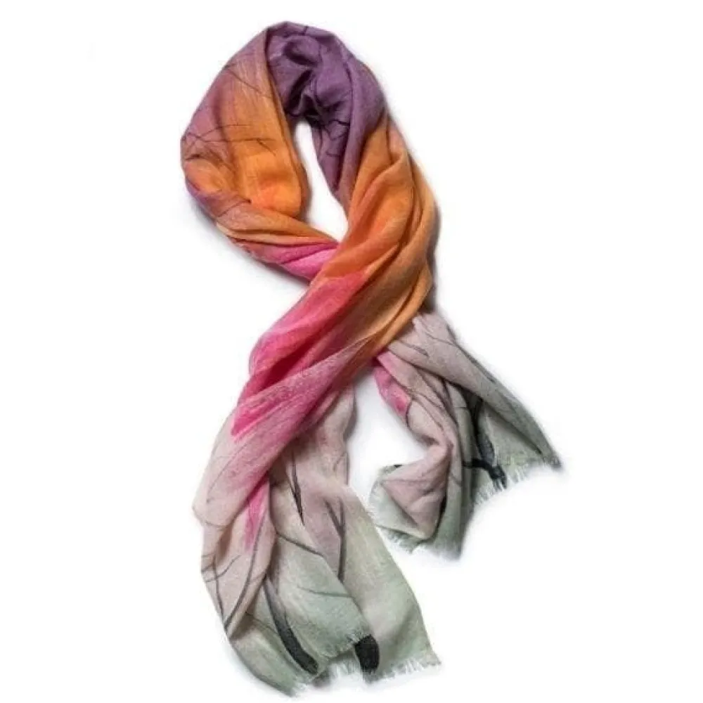 Galway Crystal Marino Wool Scarf in Dust, Pink & Orange- Scarves & Wraps