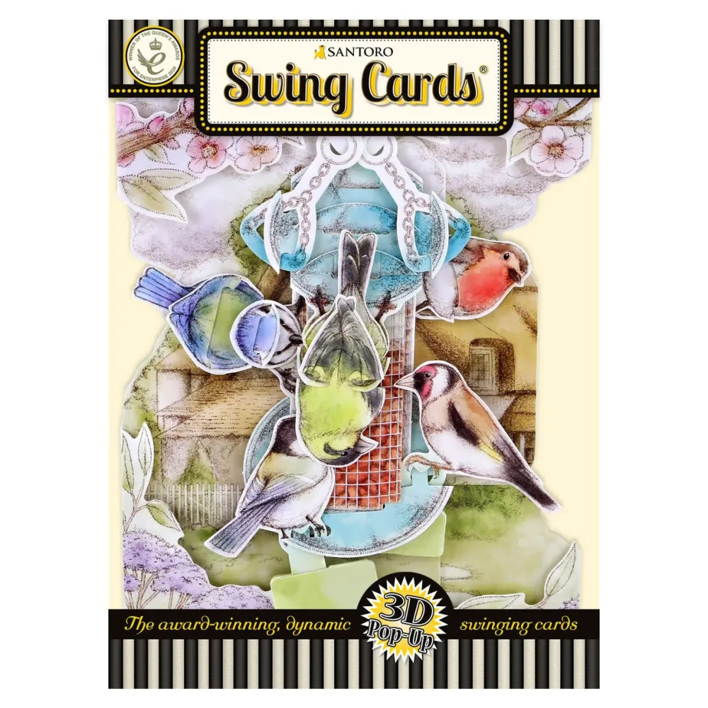 Garden Birds Swing Card- Greeting Cards