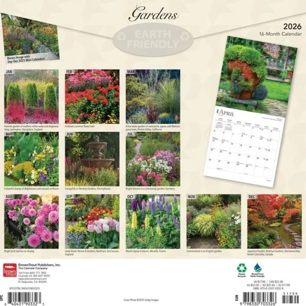 Gardens 2026 Wall Calendar- Calendars