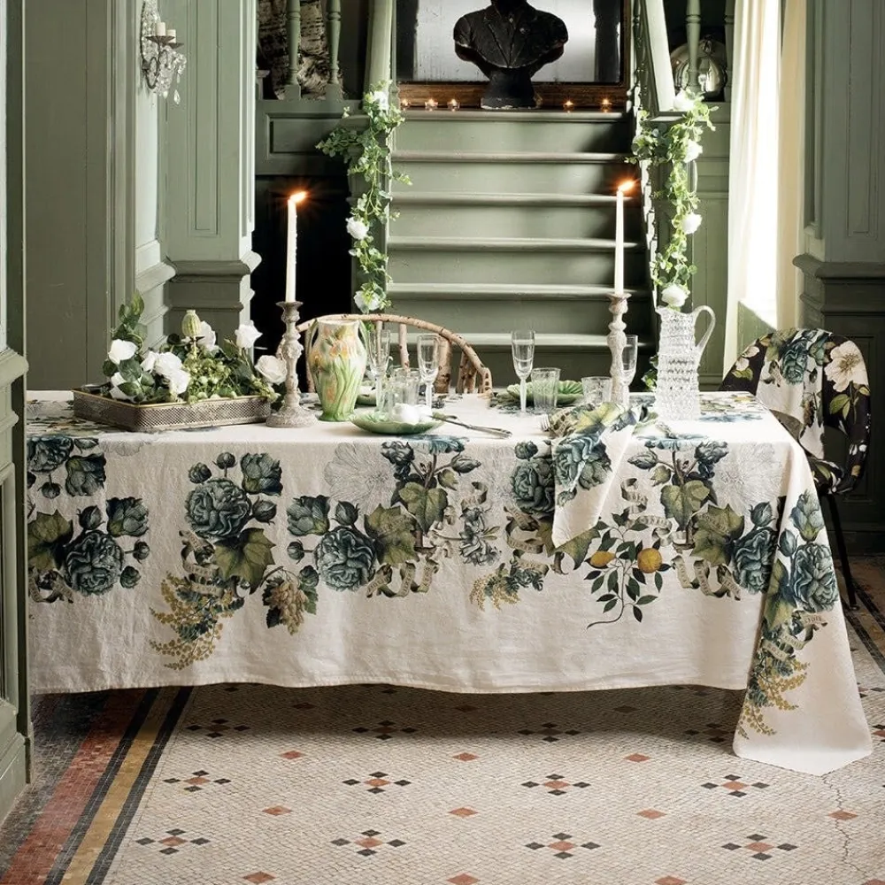 Giardino Natural 61” Square Tablecloth- Tablecloths