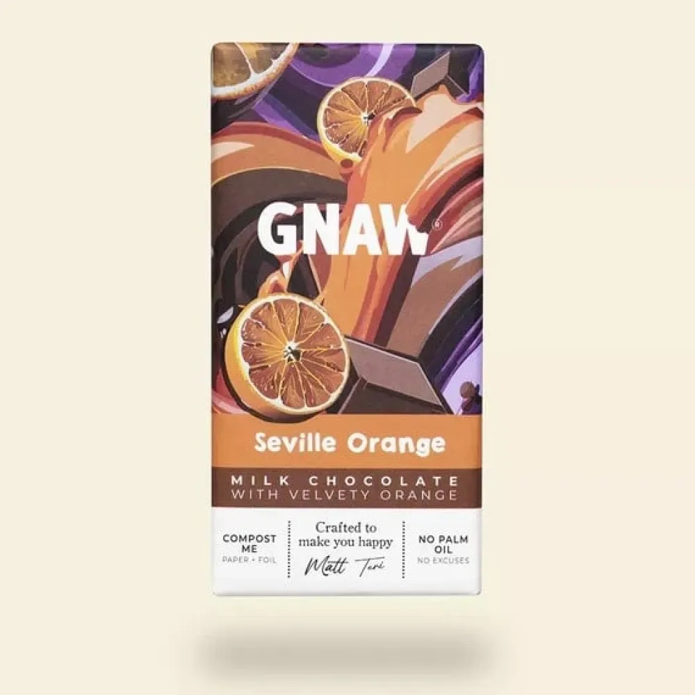 Gnaw Seville Orange Milk Chocolate Bar- British Chocolate