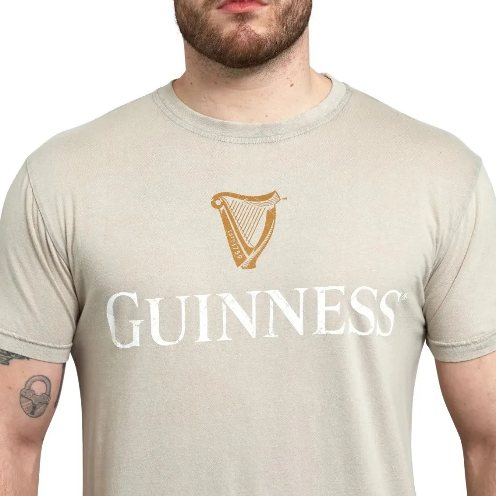 Guinness Harp Beige Premium Tee (Medium)- Shirts & Sweaters|Cultural Icons