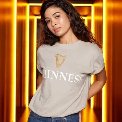 Guinness Harp Beige Premium Tee (Medium)- Shirts & Sweaters|Cultural Icons