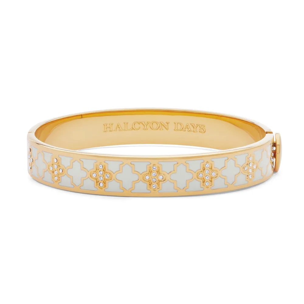 Halcyon Days Agama Sparkle Cream & Clear Hinged Bangle- Bracelets & Bangles