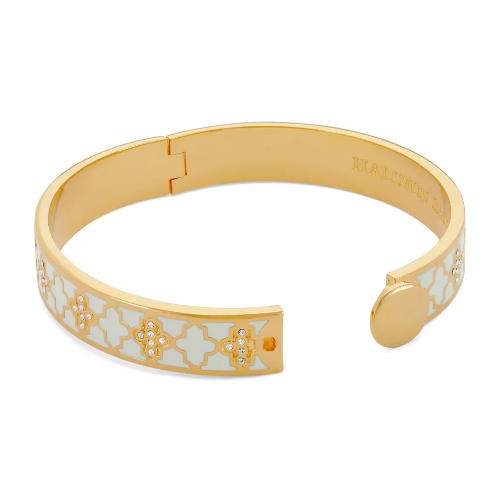 Halcyon Days Agama Sparkle Cream & Clear Hinged Bangle- Bracelets & Bangles