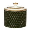 Halcyon Days Antler Trellis Dark Green Sugar Bowl- Halcyon Days China|Halcyon Days