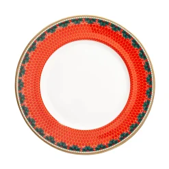 Halcyon Days Antler Trellis Stag Red & Gold 8" Plate- Halcyon Days China|Halcyon Days