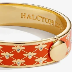 Halcyon Days Bee Sparkle Trellis Orange & Gold Hinged Bangle- Bracelets & Bangles