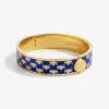 Halcyon Days Bee Sparkle Trellis Cobalt & Gold Hinged Bangle- Bracelets & Bangles
