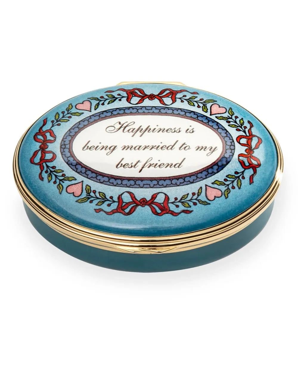 Halcyon Days Happiness is Being Married Enamel Box- Halcyon Days Enamels