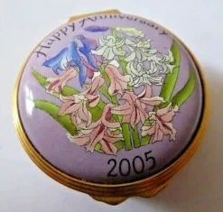 Halcyon Days Happy Anniversary 2005 Trinket Box- Halcyon Days Enamels