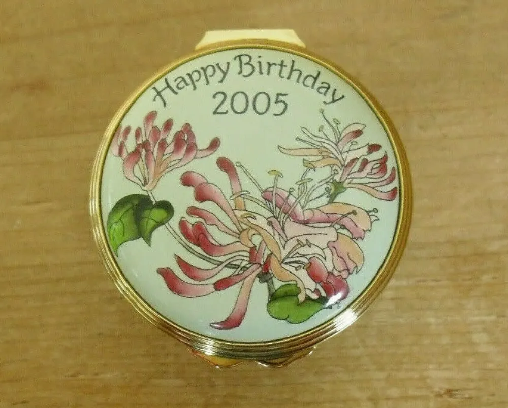 Halcyon Days Happy Birthday 2005 Trinket Box- Halcyon Days Enamels