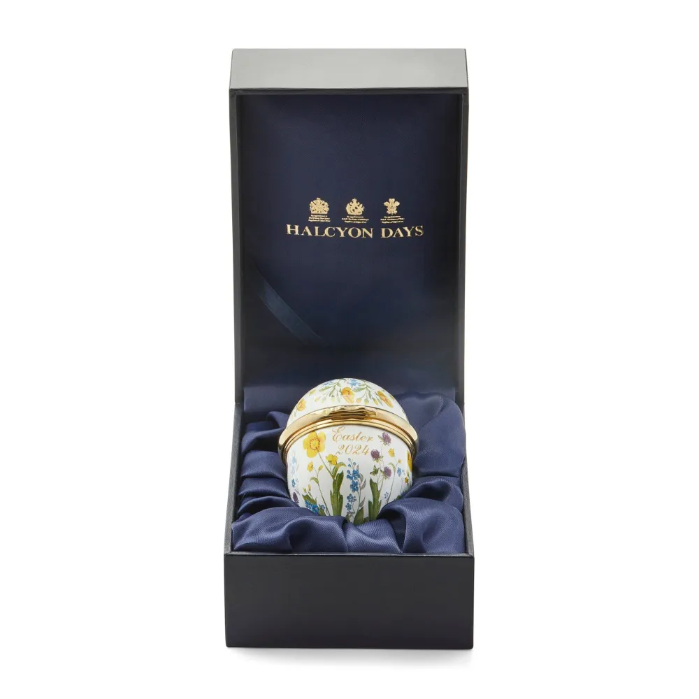 Halcyon Days Highgrove Wildflower 2024 Easter Egg Enamel Trinket Box- Halcyon Days Enamels