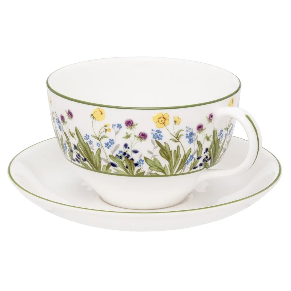 Halcyon Days Highgrove Wildflower Breakfast Cup & Saucer- Halcyon Days China|Halcyon Days