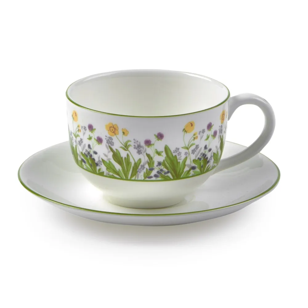 Halcyon Days Highgrove Wildflower Teacup & Saucer- King Charles Iii|Halcyon Days China