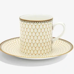 Halcyon Days Ivory Antler Trellis Coffee Cup & Saucer- Halcyon Days China|Halcyon Days