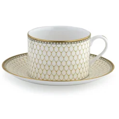Halcyon Days Ivory Antler Trellis Teacup & Saucer- Halcyon Days China|Halcyon Days