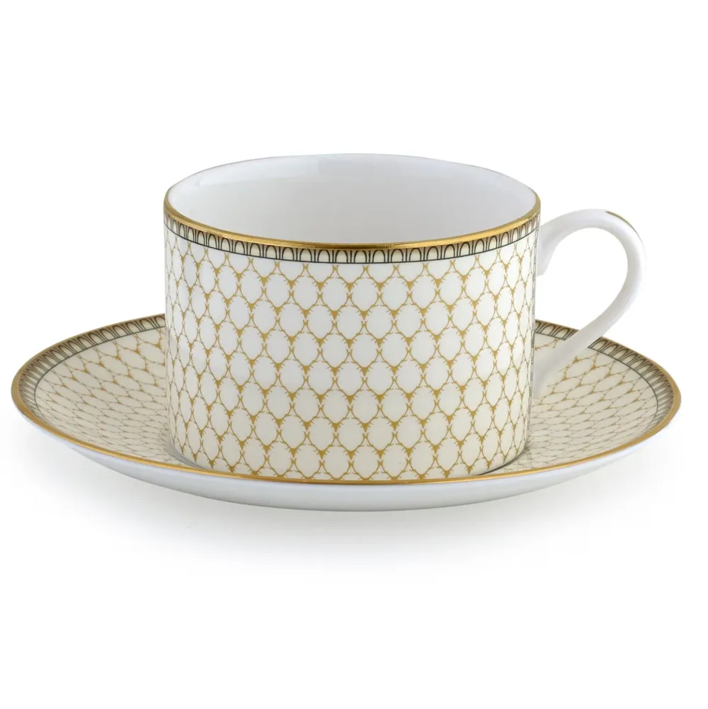 Halcyon Days Ivory Antler Trellis Teacup & Saucer- Halcyon Days China|Halcyon Days