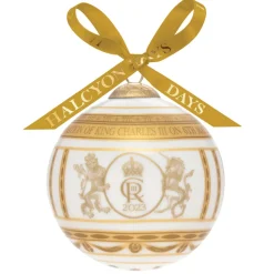 Halcyon Days King Charles Coronation Gold 4" Bauble- King Charles Iii|Halcyon Days China