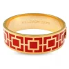 Halcyon Days Mosaic Red & Gold Hinged Bangle- Bracelets & Bangles