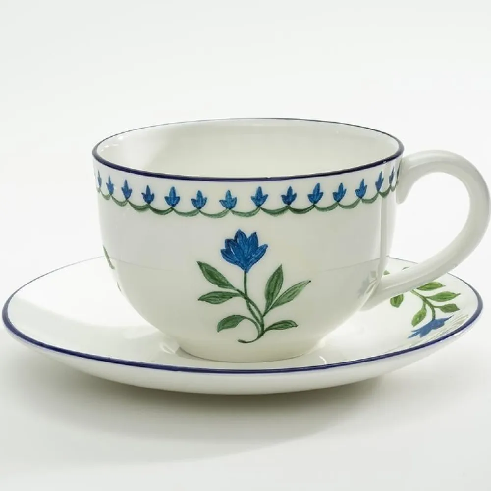 Halcyon Days Nina Campbell Marguerite Teacup & Saucer- Halcyon Days China|Halcyon Days